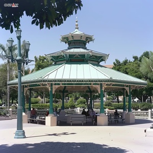 Extérieur Moderne Concis Style Jardin Décor Métal Pavillon Dôme Rectangle Colonne Cadre Clôture Vert Fer Forgé Octogonal Gazebo - Product Image 4