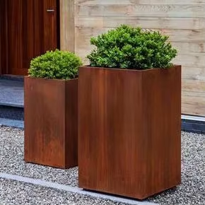 Outdoor <b>Box</b> <b>Planters</b> Cube <b>Planter</b> Rust Square Metal Plant Flower Pots Outdoor <b>Box</b> <b>Planters</b> - Product Image 3