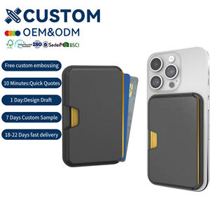 محفظة بطاقات ائتمان مغناطيسية مخصصة من الجلد الصناعي بتصميم بسيط لهواتف آيفون مع تقنية RFID وحافظة بطاقات نحيفة متوافقة مع MagSafe - Product Image 1