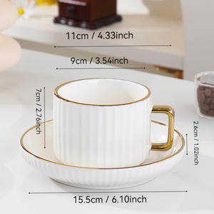 Taza de café de cerámica Dujin con platillo, chapada en oro, capacidad estándar, color sólido, juego para regalos de té de la tarde - Product Image 6