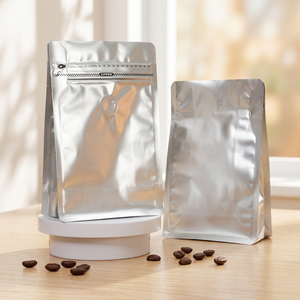 Bolsa para granos de café con fondo plano, mate, resellable, con cierre de cremallera, material apto para alimentos, directo de fábrica, 250g 500g en stock - Product Image 3