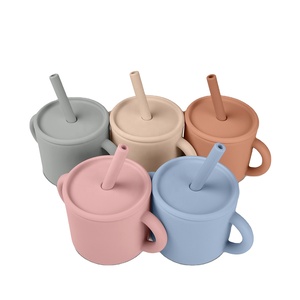 Gobelet à bec verseur en silicone pliable pour bébé, sans BPA, de qualité alimentaire, avec couvercle et poignée, très vendu - Product Image 1