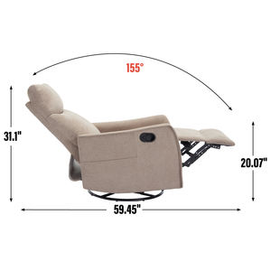 Khaki Fabric Manual Recliner <span class=keywords><strong>Chair</strong></span> Mit 110 155 ° Liegen 360 ° Drehbare Schaukel 8 Punkt <span class=keywords><strong>Massage</strong></span> Lendenwirbel heizung Seiten taschen <span class=keywords><strong>Sofo</strong></span> - Product Image 5