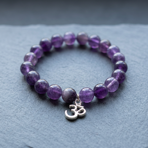 Amethyst <b>Bracelet</b> OM Bead <b>Bracelet</b> Gemstone Tiger Eye Stone Khambhat, India Thermo Sheets with Bubble Wrap 10 Days Approx N10708 - Product Image 2