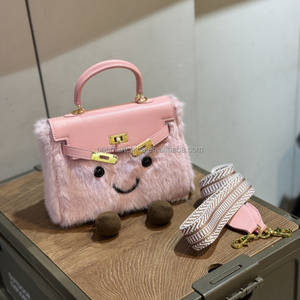 Jellycats New Autumn Winter Leather Plush Cartoon <strong>Bag</strong> for Ladies Handbag with Shoulder Strap Smiling Face Backpack - Product Image 4