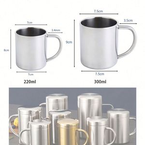 Taza de Café de Metal Aislada, Resistente, Libre de BPA, con Logotipo Personalizado, para Camping, 220ml 300ml, Tazas de Acero Inoxidable de Doble Pared con Asa - Product Image 2