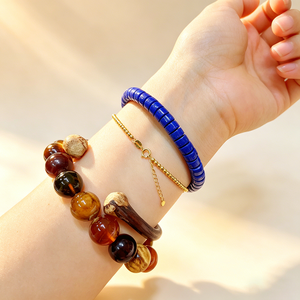 Bracelet en <span class=keywords><strong>Lapis</strong></span> <span class=keywords><strong>Lazuli</strong></span> Naturel de Haute Qualité, Perles Tubulaires Bleues en <span class=keywords><strong>Lapis</strong></span> <span class=keywords><strong>Lazuli</strong></span>, Bracelet Extensible, Bijou en Pierre Gemme Guérisseuse - Product Image 3