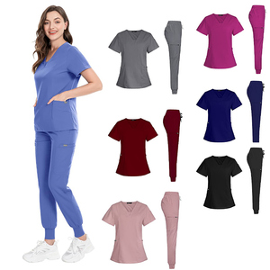 Grosir set buram kustom untuk pabrik seragam perawat medis seragam jogging jenis perawat set frosted