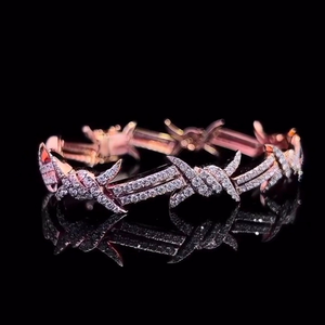 Premium 925 Sterling Silver Cuban Link Bracelet with Sparkling Round Cut Moissanite Stones for <b>Men</b> Women and Fashion Wear - Product Image 1