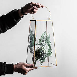 Lanterne trapézoïdale faite à la main Design Vintage maison suspendue <span class=keywords><strong>en</strong></span> métal verre bougeoir Portable maison à souder lanterne - Product Image 3