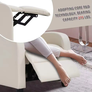 Luxury Wingback Leather Recliner Sofa Mid Century Adjustable <strong>Reclining</strong> <strong>Chair</strong> With <strong>Footstool</strong> - Product Image 5
