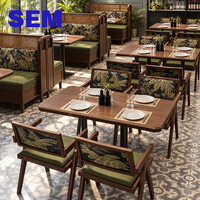 Ensemble table et chaises en bois massif SEM Retro Restaurant, pour restaurant occidental, café, banquette murale, usage commercial