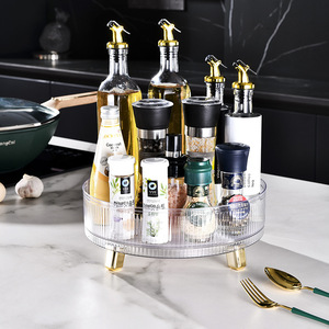 Rotating Cosmetic Storage Rack Transparent Gold Plated Turntable <b>Desktop</b> Organizer For Makeup And Skincare Bottles - Product Image 4
