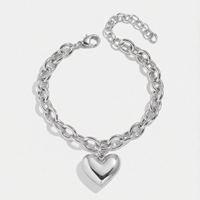 Bracelet de charme de mode en bijouterie personnalisée, plaqué or PVD, en acier inoxydable, avec pendentif en forme de cœur, étanche