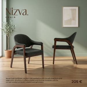 Chaise de salle à manger contemporaine rembourrée avec revêtement en microfibre, fauteuil en bois massif, structure en bois courbé pour la salle à manger à domicile - Product Image 2
