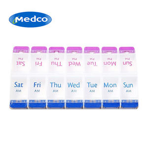 Pastillero Semanal Medco de 14 Compartimentos, Doble Fila, Portátil, con Etiquetas AM/PM para Organización Diaria de Medicamentos - Product Image 1