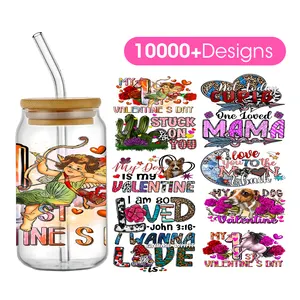 Low Price Waterproof Valentines Dtf Transfers Cup Wrap Stickers Decals For 16oz Glass Tumbler