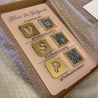 Panneau de Table avec Logo miroir en acrylique, panneau d'affaires de médias sociaux, Laser, mignon, Code Qr, Plaque de support