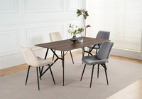 Meubles de salle à manger, table et chaises en bois, meubles modernes pour la cuisine, 6 personnes, structure en métal + bois MDF, designs modernes
