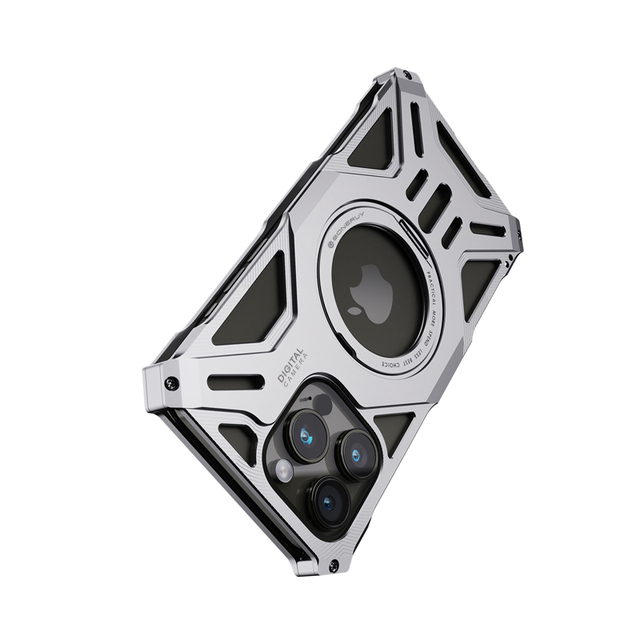 New Luxury Armored Detachable Alloy Hollow Magnetic Mobile Phone Case Aluminum Anti Heat Phone Shell for Iphone 15 14 13 Pro Max