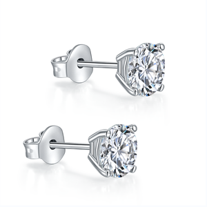 Ensemble de boucles d'oreilles de fiançailles en argent sterling à 4 broches pour hommes 1CT 6.5mm incrusté de pierre de Moissanite pour femme - Product Image 2