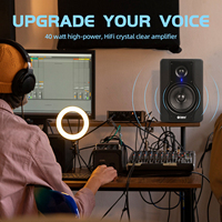 Kit Haut-Parleur Moniteur de Studio Professionnel DX5A Filaire Portable avec Micro Anti-Bruit pour Enregistrement Musical