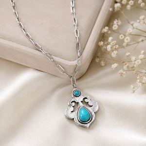 Collana con Ciondolo in Stile Bohémien Colore Turchese Design Vintage per Donne - Product Image 1