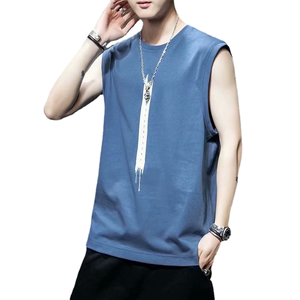 เสื้อยืดคอกลมแขนกุดสไตล์วินเทจลำลองสำหรับผู้ชายลายพิมพ์บางเบาเหมาะสำหรับฤดูร้อน - Product Image 1