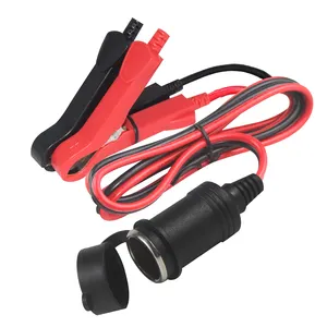 12V Car Battery 30A Alligator Clips Cigar Socket Black Red Wire Copper Crocodile Clip With Extension Cable