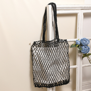WAX CORD paille <span class=keywords><strong>osier</strong></span> sac fourre-tout grande capacité broderie tricot maille sac à bandoulière pour femmes - Product Image 2