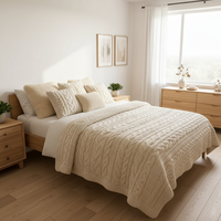 Couette en jacquard style Hygge ultra douce, motif pull brodé écologique, aspect tricot torsadé