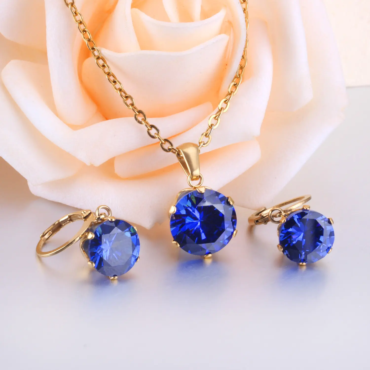 Jewelry Sets Gold Jewelry Set Women Wedding Earrings And Necklace Black Diamond Jewellery