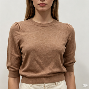Pull-over décontracté beige en maille fine de haute qualité Janis Undefined, personnalisable, à manches longues, OEM & ODM, pour l'automne - Product Image 4