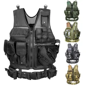 JSJM Camouflage Vest Outdoor Camping Equipment Mesh Breathable Protective Vest Men Tactical Vest