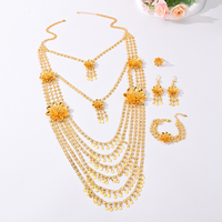 Parure de collier quatre pièces Yiyi motif floral, style Dubaï luxueux et élégant, pour fiançailles féminines