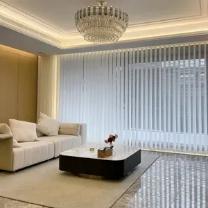 中国产品垂直百叶窗透明窗帘电机100% 聚酯垂直百叶窗窗帘面料