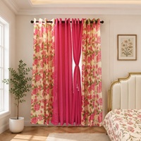 Ensemble de 6 rideaux de fenêtre 54x84 pouces, rideaux voilages à œillets à motifs floraux avec 2 panneaux imprimés, 2 panneaux unis et 2 attaches.