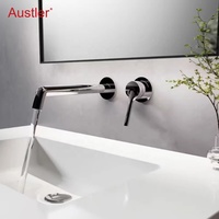 Robinet de lavabo encastré mural préinstallé pour lavabo à eau chaude et froide au design moderne