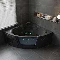 Baignoires et spas d'angle de luxe noirs Kinglauren, norme européenne, avec fonction massage, pour usage intérieur en hôtel moderne, en acrylique