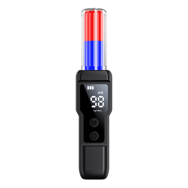 GaoX XJ1300 Mini Portable Breathalyzer Device Traffic Control Stick Voice Alerts Flashing Lights Black for Individuals Alcohol