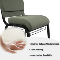Chaise d'église grise durable et confortable avec coussin, idéale pour les événements et auditoriums – Vente en gros