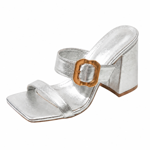 <span class=keywords><strong>Sandalias</strong></span> de tacón grueso <span class=keywords><strong>doradas</strong></span> de talla grande con punta abierta y talón descubierto para fiestas de moda femenina, proveedor de diseño de verano al por mayor - Product Image 4
