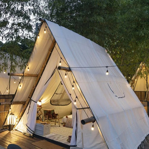 Triangle <b>Canvas</b> Tent With Wooden <b>Frame</b> Rainproof One Bedroom Camping Glamping Tent Outdoor Shelter - Product Image 6