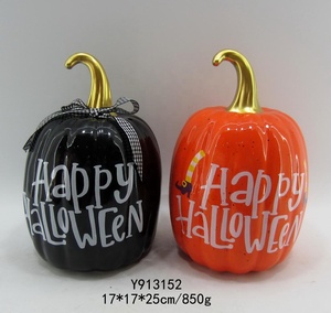 Décoration d'Halloween 2020, 3 citrouilles en céramique - Product Image 6
