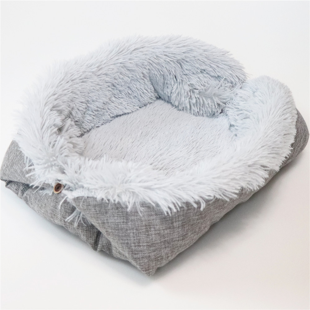 Dual-Use Pet Bed: Gray Plush