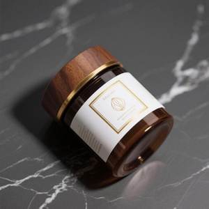 Cosmetic Packaging 50ml 150ml 250ml 500ml Frosted clear Amber Scrub Body Butter Pet <b>Plastic</b> Cream <b>Jar</b> with Bamboo Lid - Product Image 4