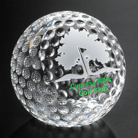 Noble Awards Balle de golf en cristal optique personnalisée Logo gravé personnalisé Trophée de golf Coupe Prix Presse-papiers artisanal