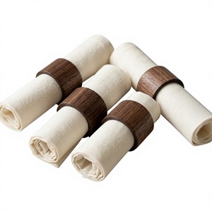 Anneaux de serviette en bois écologiques de luxe modernes, ronds de 4,5 cm, durables, pour la décoration de table lors de fêtes, mariages et dîners - Product Image 1