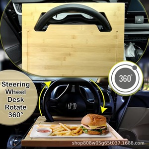 Ozingo - Bandeja de Madera para Volante de Coche, Soporte para Portátil, Estante de Almacenamiento de Madera Maciza, Mesa para Ordenador de Coche - Product Image 3
