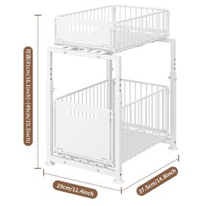<b>Kitchen</b> Sink Storage Rack, Seasoning Rack, Storage <b>Basket</b>, Adjustable Cabinet, <b>Pull</b>-<b>out</b> Layered Rack - Product Image 6